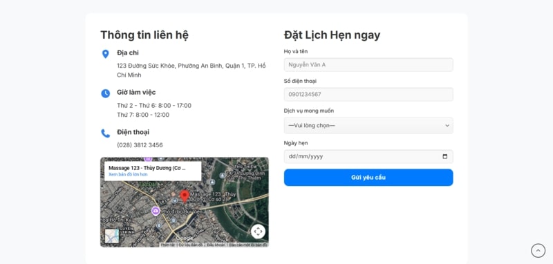 Footer đầy đủ thông tin