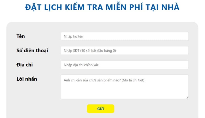 Liên hệ Website sửa chữa điện máy Chợ Lớn